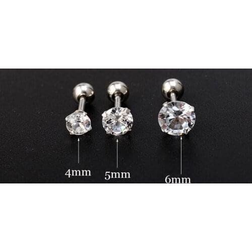 2021 Fashion Silver Color Labret Tragus Cartilage Earring Punk Cz Gem Round Tragus Lip Ring Monroe Small Studs Earring Piercing