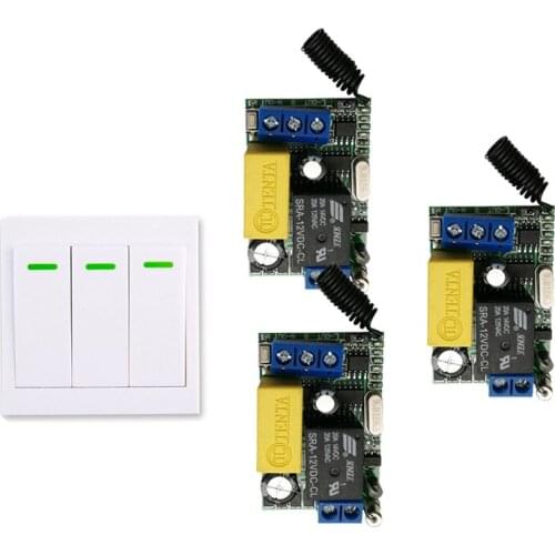 AC 220V 3 Way Channel Remote Control Switch + Wall Panel Wall Transmitter Remote Home Room Stairway Light Lamp Bulb LED RX TX