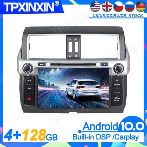 4GB+128GB Android 10 For Toyota Prado 2018-2019 Head Unit Car Multimedia Player Auto Radio Tape Recorder GPS Navigation DSP IPS