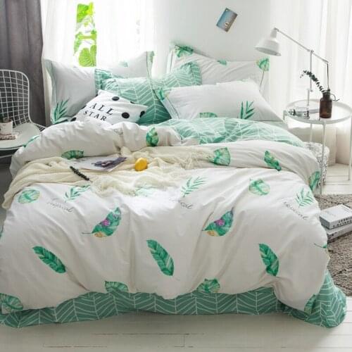 4pcs leaf pringting Pure cotton luxury Bedding sets soft bedclothes queen king size quilt duvet cover bedcover set