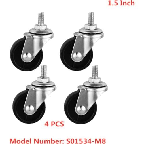 4 Pcs/Lot Casters 1.5-inch Screw Rod Rubber Universal Wheel M8 Cm Tooth Shelf Mute Caster Beauty Tool