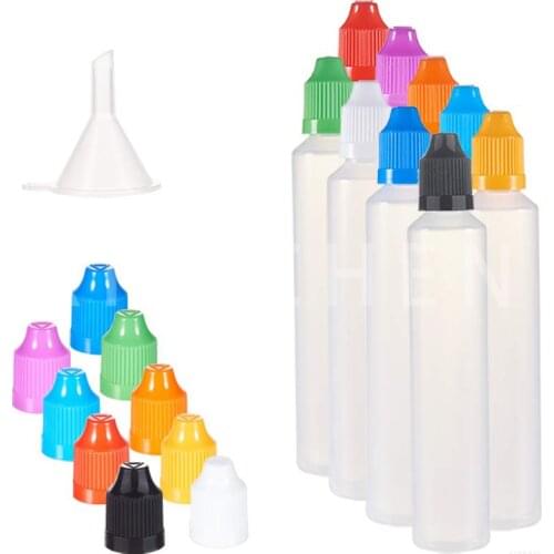 5 pcs LDPE Plastic Vape Dropper Bottle E-liquid Ink Liquid Applicator Squeezable Bottles with Childproof Cap Thin Tip 30ml 60ml