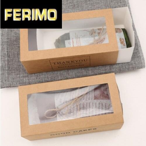 50pcs Kraft Paper Cake Boxes with Window “Thank you ” for Bakery, Pastries, Dessert,Cookies Gift Boxes Packaging Party Supplies