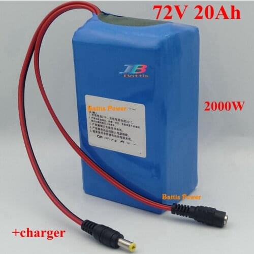 72v electirc bicycle battery 72v 20ah lithium ion battery pack 72v 20ah 1500w 2000w electric scooter e-bike + 3A charger
