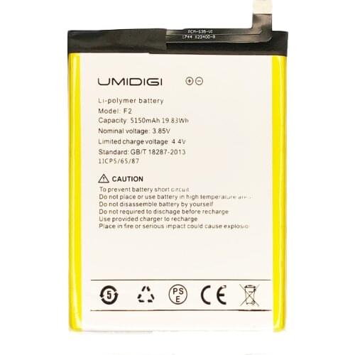 2pcs/lot 3.85v 5150mah Mobile Phone Battery For umi umidigi F2 Battery