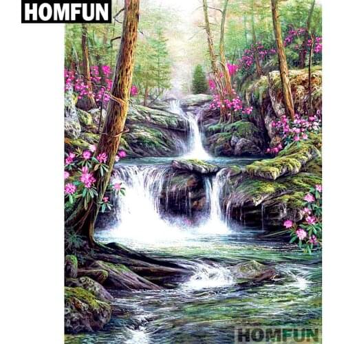 HOMFUN Full Square/Round Drill 5D DIY Diamond Painting "Forest stream" Embroidery Cross Stitch 5D Home Decor Gift A01370