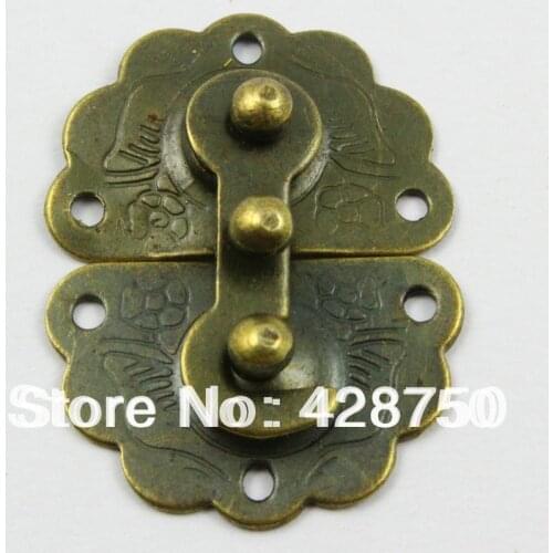 Antique Brass Jewelry Box Hasp Latch Lock 29x40mm with Screws