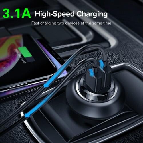 Ultra Mini USB Car Charger Dual 3.1A LED Mobile Phone Charger in Car Use Cell for iPhone Samsung Huawei Honor Xiaomi Redmi LG