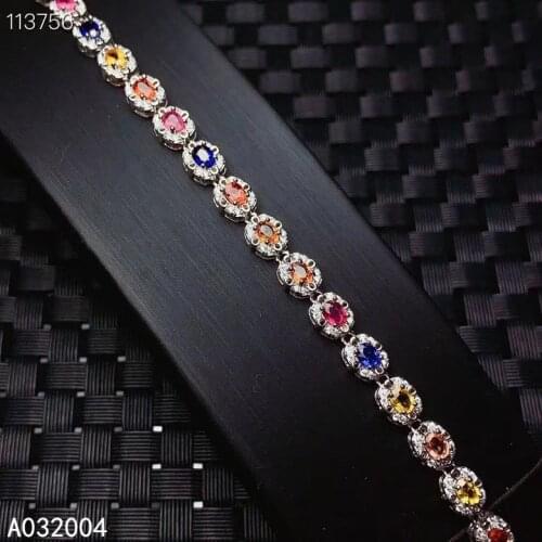 KJJEAXCMY Fine Jewelry 925 Sterling Silver inlaid colored sapphire women hand bracelet lovely support detection