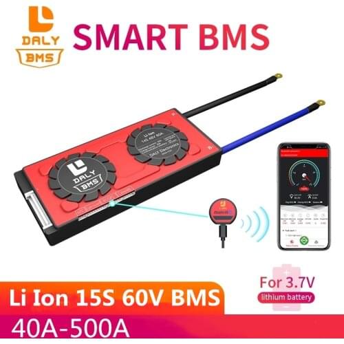 DALY BMS Li-ion 15S 60V 120A 150A 18650 PCM Battery Protection Board with Balancer Bluetooth BT Fan Lithium Battery Packs PCB