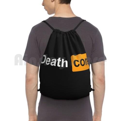 Deathcore Horny Parody Logo Backpack Drawstring Bag Riding Climbing Gym Bag Death Core Deathcore Death Metal Black Metal