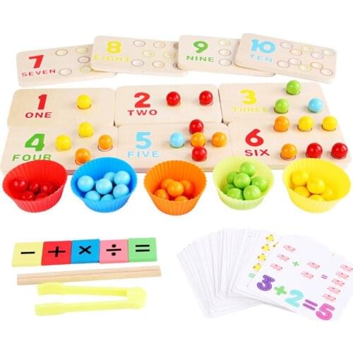 Montessori Wooden Clips Beads Board Game Classroom Home Multifunctional Subtraction Addition School Supplies Toy
