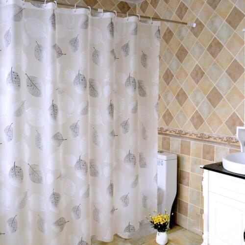 Shower Curtain White Black Leaf Waterproof Mildewproof Translucent Thicker PEVA Curtain For Bathroom Shower Room