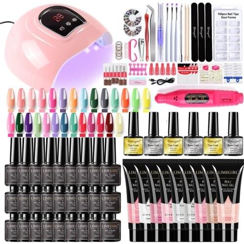 Nail Drill Machine Manicure Set and Nail Dryer 27/7 Colors Gel Nail Polish Kit with Nails Art Decorations Electric nail kit