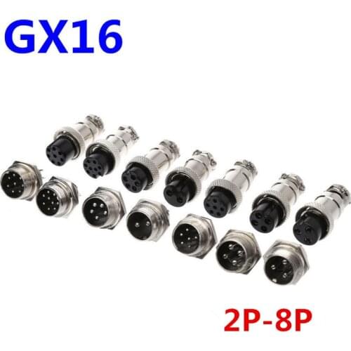 1set GX16 2/3/4/5/6/7/8/9 Pin Male + Female 16mm Wire Panel Connector L70-78 Circular Aviation Socket Plug with Plastic Cap Lid