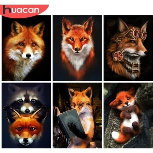 HUACAN 5D Diamond Painting Fox Craft Kit Full Square Round Sale Diamond Embroidery Animal Picture Of Rhinestone Decor For Home