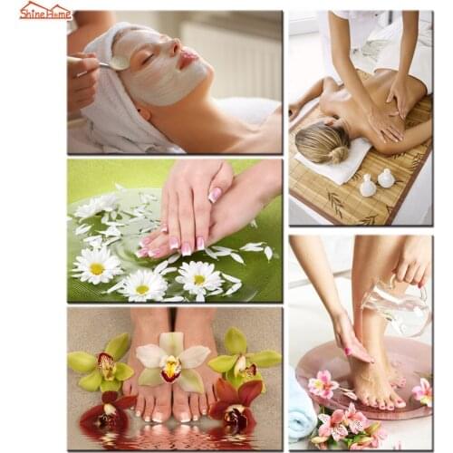 ShineHome-5 Pieces Canvas Print Wall Painting Spa Salon Massage Body Nail Skin Artwork 5 Panel Canvas Art Picture Poster Prints