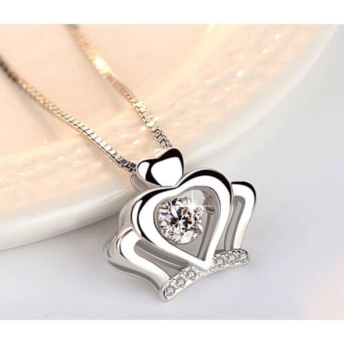 Crown Necklace Pendant Authentic 925 Sterling Silver Zircon Crown Necklace Pendants For Women Without Chain Jewelry N15