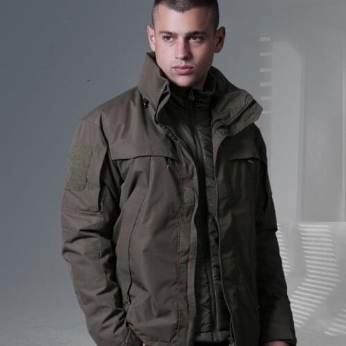 Outdoor Mens 3 in 1 Detachable Warm Waterproof Windbreaker Coat Army Fans Training Hiking Riding Thermal Hoody Tactical Jacket
