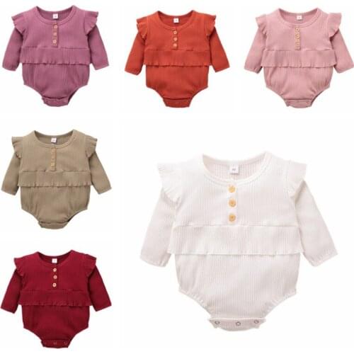 Hot 2020 New Baby Clothing Newborn Baby Girl Boy Ribbed Clothes Knitted Cotton Romper Jumpsuit Solid Spring Autumn Outfits7111