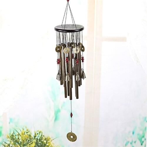 Metal 13 Pipe Wind Chime Wooden Home Yard Balcony Decoration Crafts Kids Holiday Gifts Creative Exquisite Room Bedroom Pendant