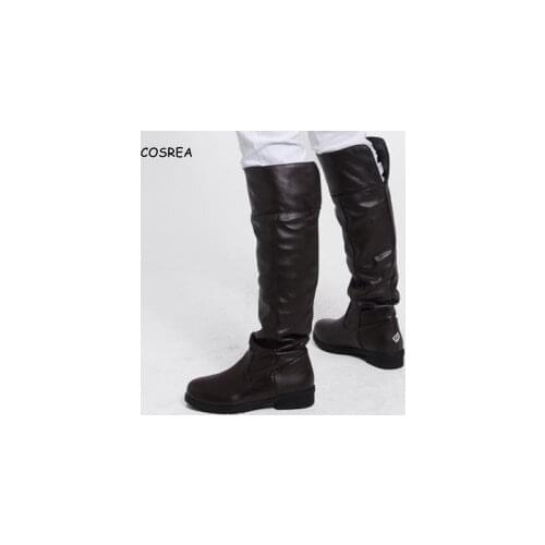 Mikasa Anime Women Attack on Titan Boots Cosplay Shingeki No Kyojin Leather Long Over-the-Knee Boots Eren Shoes