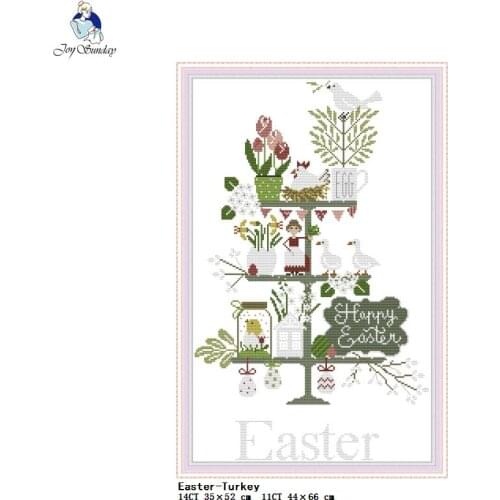 Easter-Turkey Pattern Cross Stitch Kit 14CT 11CT Canvas Printing Embroidery DIY Sewing Set Needlework Home Decoration Painting