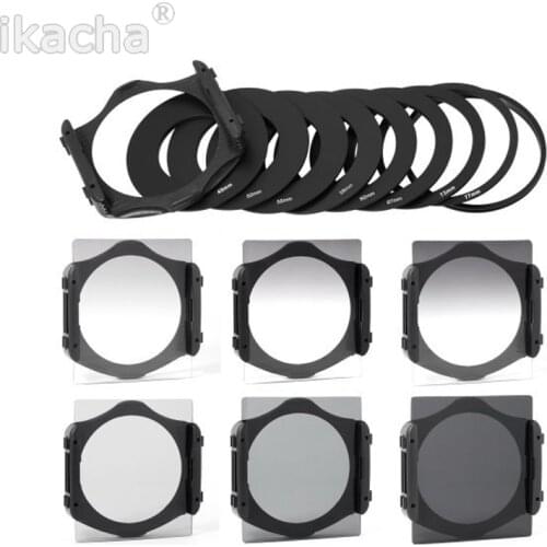 6pcs Full Complete ND2 ND4 ND8 Graduated Neutral Density ND 2 4 8 Lens Filter Kit Set + 9pcs Adapter Ring for Cokin P Series