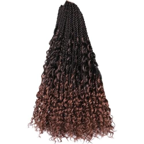 Natifah Crochet Hair Synthetic 18 Inch 80g River Locs Twist Braiding Hair Curly Ombre Faux Wavy Hair Extensions For Black Women