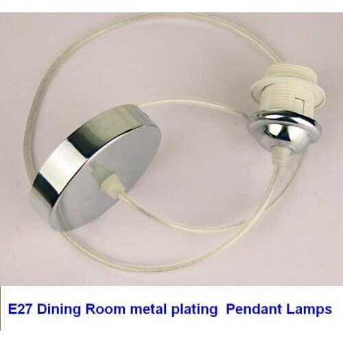 E27 lampholder + transparent cord +chrome plated ceiling plate Dining Room cord Pendant lights For Home Store & Bars