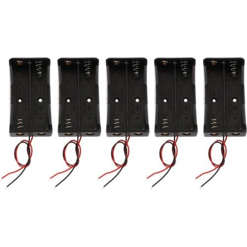 Plastic Battery Storage Case Box Holder For 2x18650 With 6" Wire Leads