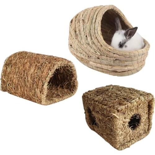 Handwoven Straw Pet Nest Foldable Durable Hamster Playing Sleeping Nest For Rabbit Guinea Pig House Pet Supplies Nest