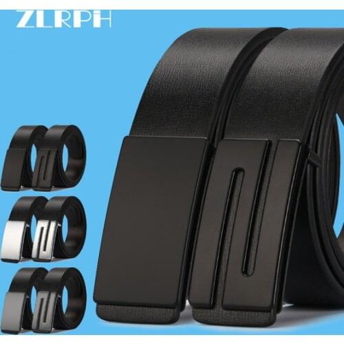 ZLRPH Mens Designer Luxury Smooth buckle Leather Trousers accessories belt Brand Suit strap Male Belts for Men wholesale