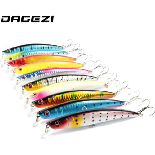 DAGEZI 12g/11.5cm Minnow Fishing Lure 10pcs/lot Hard fish Bait with 4# Hooks Crankbait fishing tackle Hard Wobblers