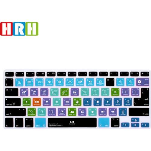 HRH Durable Final Cut Pro X Hotkeys Russian Shortcuts Functional Keyboard Cover Silicone Skin For MacBook Air Pro Retina 13"15"