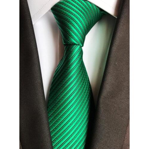 Formal Necktie Solid Green Striped Ties to Match Shirts Dress