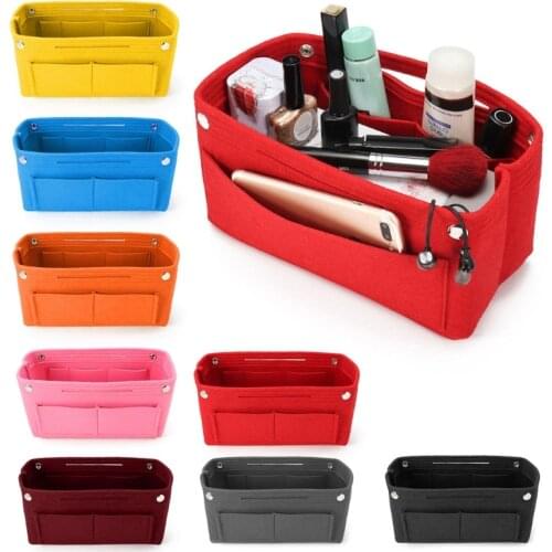 THINKTHENDO 1PC Multifunction Handbag Cosmetic Organizer Purse Insert Bag Felt Fabric Storage Pouch Case
