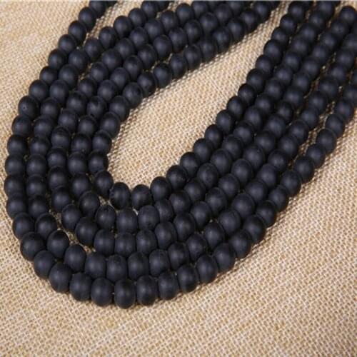 Dull Polish Matte Black Onyx Agates Beads Round Natural Stone Beads 15" Strand 4 6 8 10 12 14MM For DIY Jewelry Making