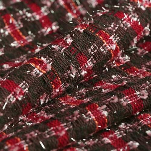 140CM Wide 480G/M Weight Black Red Tweed Knitted Wool Acrylic Polyester Fabric for Autumn Winter Coat Jacket E1152