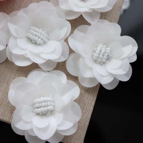Handmade diy decoration white flowers patch clothes wedding jewelry decoration accessories cloth stickers patch