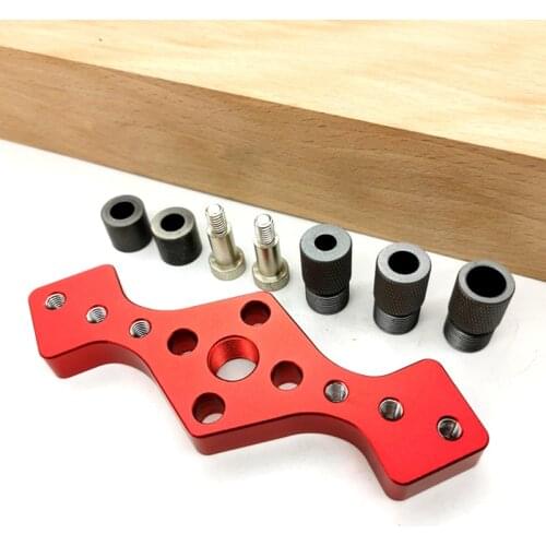 Vertical Pocket Hole Jig Woodworking Dowel Drill Guide Self Centering 3-Hole Drill Bit Guide Jig Locator 6/8/10mm Pin Fixture