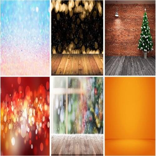 Vinyl Custom Christmas Theme Photography Backdrops Bokeh Snowflake Wooden Boards Photo Background Studio Props 21527JPR-05