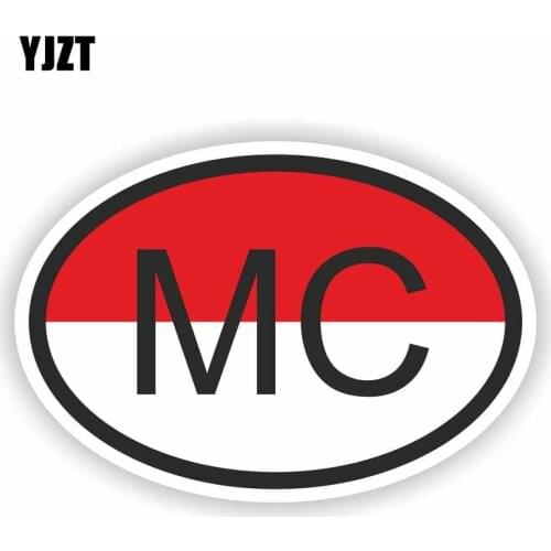 YJZT 12.5CM*8.3CM Funny MC MONACO Country Code Reflective Creative Car Sticker Decal 6-0201