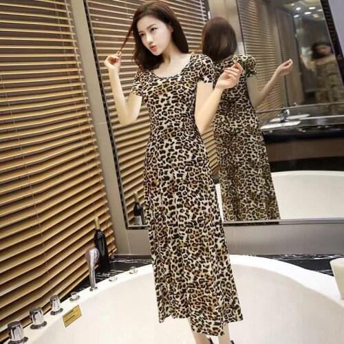 Plus size 4XL Vintage Leopard Dress Women Fashion Snake Skin Dress Ladies Club Party Long Dress Vestido Robe Femme