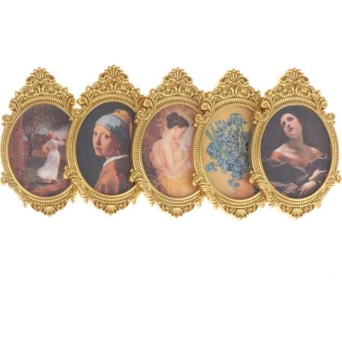 1Pc Vintage 1:12 Scale Photos Painting Mural Wall Picture for 1:12 Dollhouse Decoration