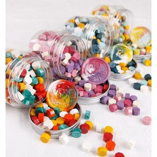 170pcs Retro Octagonal Sealing Wax Beads Fire Painting Pills Tablet for Wedding Envelope Scrapbooking Photo Decorative Craft
