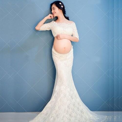 2pcs Lace Maternity Dresses For Photo Shoot Clothes Maternity Photography Props Pregnancy Dress Photography Long Maxi Vestidos