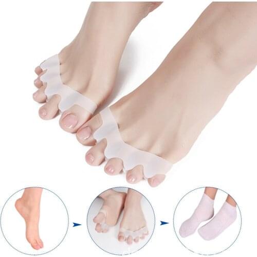 2 Pcs Silicone Thumb Valgus Correction Five-toe Separator Toe Separator Overlapping Toe Bigfoot Valgus Correction Foot Care
