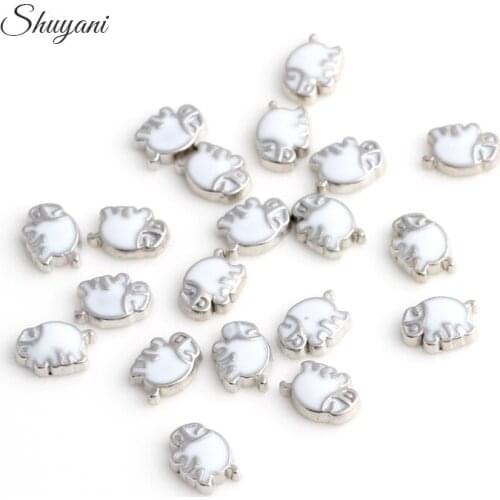 F439 Free Shipping DIY Cartoon Elephant Charms Enamel Floating Locket Charms For Memory Locket 20Pcs/Lot