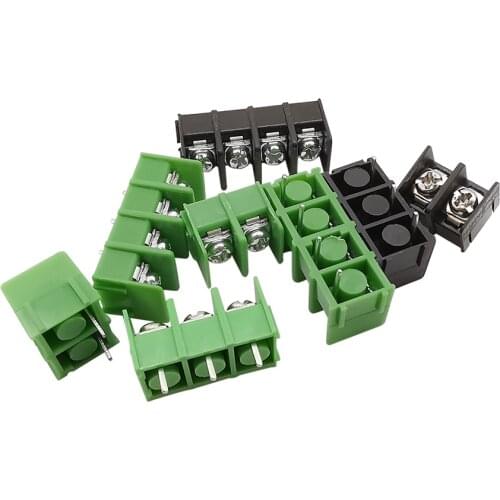 20Pcs/Lot KF7.62mm-2/3/4Pin PCB Terminal Connector Green & Black 7.62mm Pitch Straight Pin Pcb Screw Terminal Block Connector